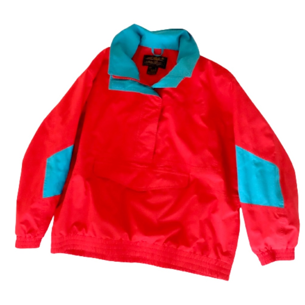 VINTAGE 1990s EDDIE BAUER~GORE-TEX WINDBREAKER LADIES' JACKET~RED+TURQUOISE